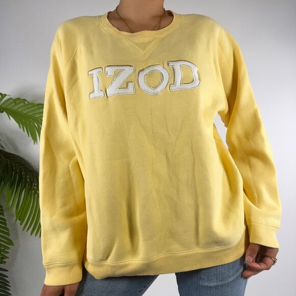 Vintage 90s Izod Womens Large Yellow Sweatshirt Classy Preppy Casual Sweater - Picture 6 of 6